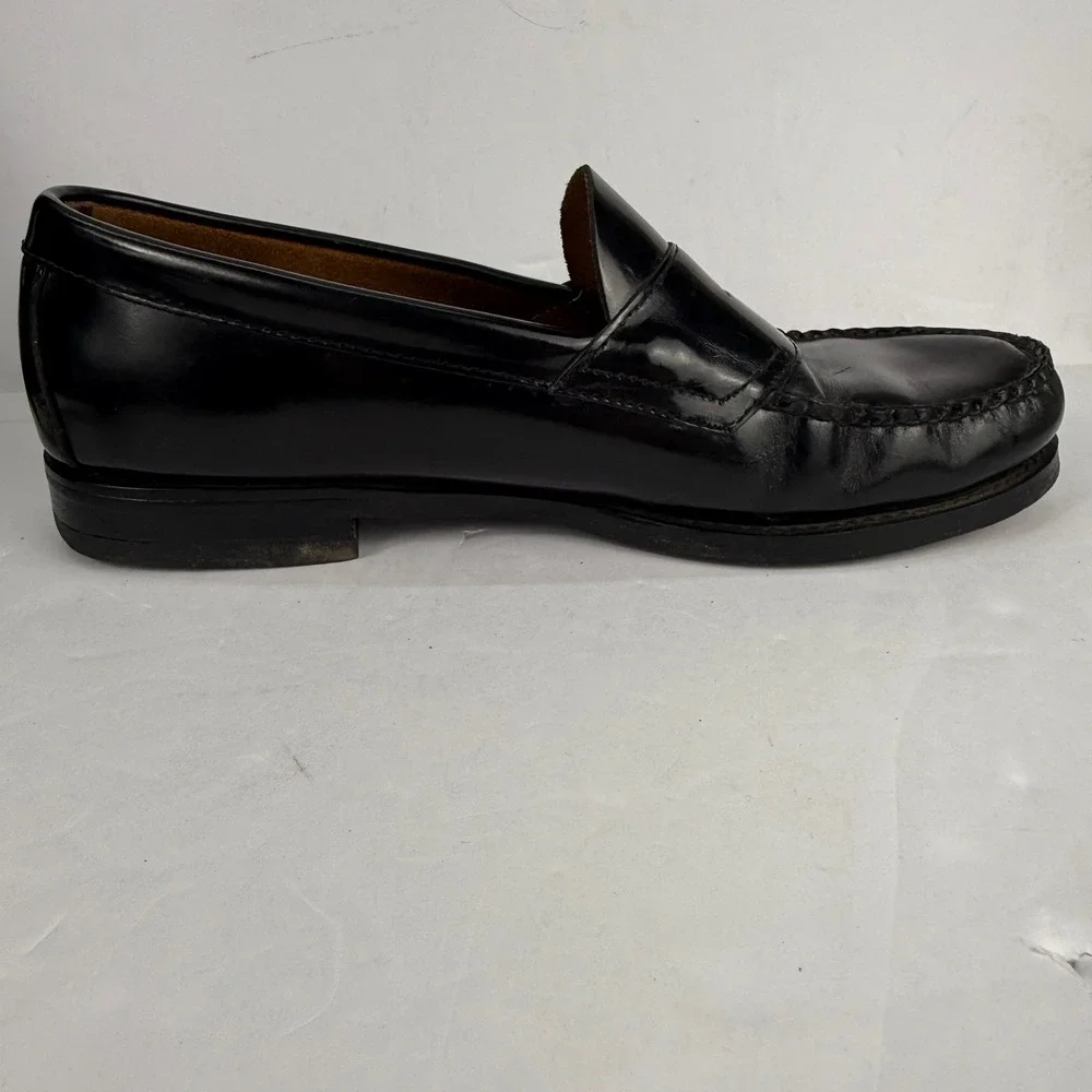 Bass Weejuns Levin Penny Loafers Mens 10 D Black Leather Classic Slip On Shoes